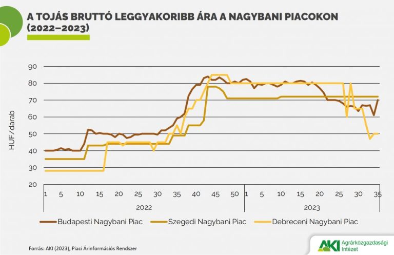 A tojás csomagolóhelyi ára 59 százalékkal magasabb az egy évvel korábbinál