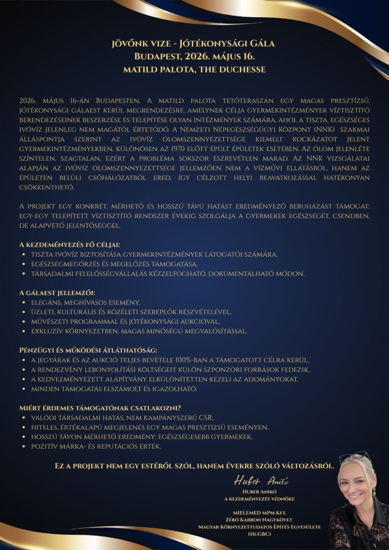 Tiszta víz minden gyermeknek – jótékonysági gála a jövő generációjáért